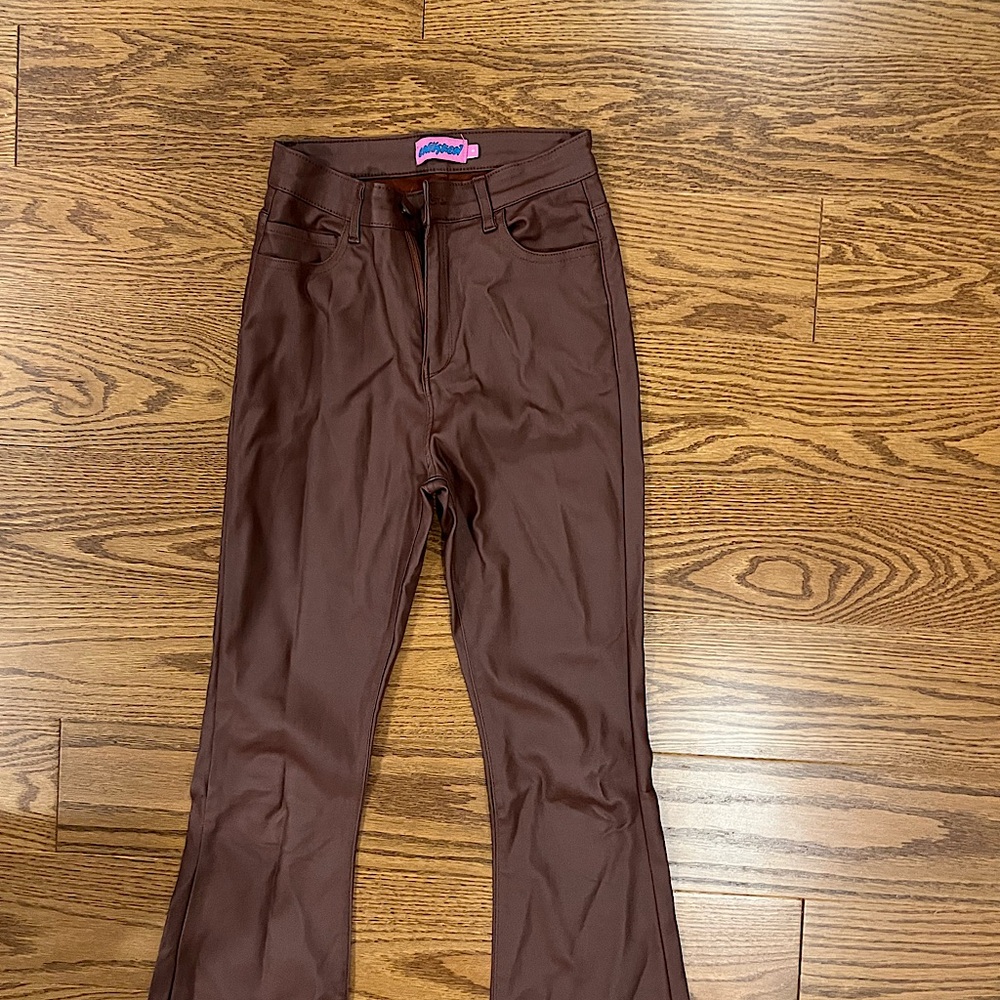 Edikted Faux Brown Leather Pants